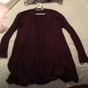 American eagle burgundy and black striped cardigan